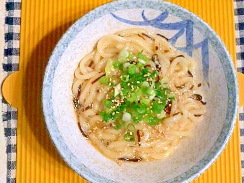 塩昆布の釜玉うどん♪